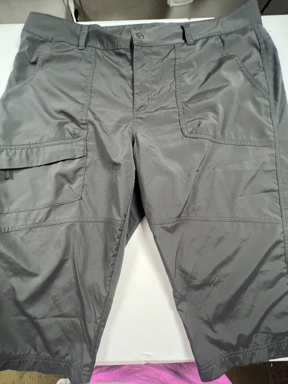 columbia capris hiking pants womens 18w grey microfiber gorpcore hiking
